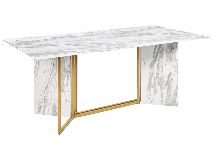 Dining Table 100 x 200 cm Marble Effect and Gold Calcio