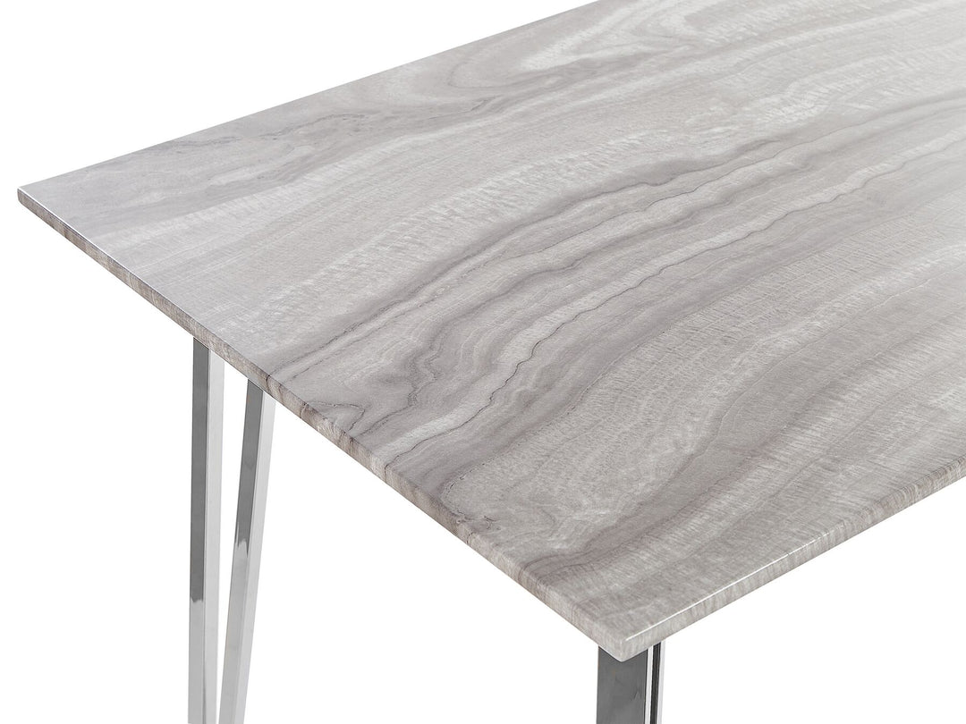 4 Seater Dining Table  Marble Effect with Silver Iriemi