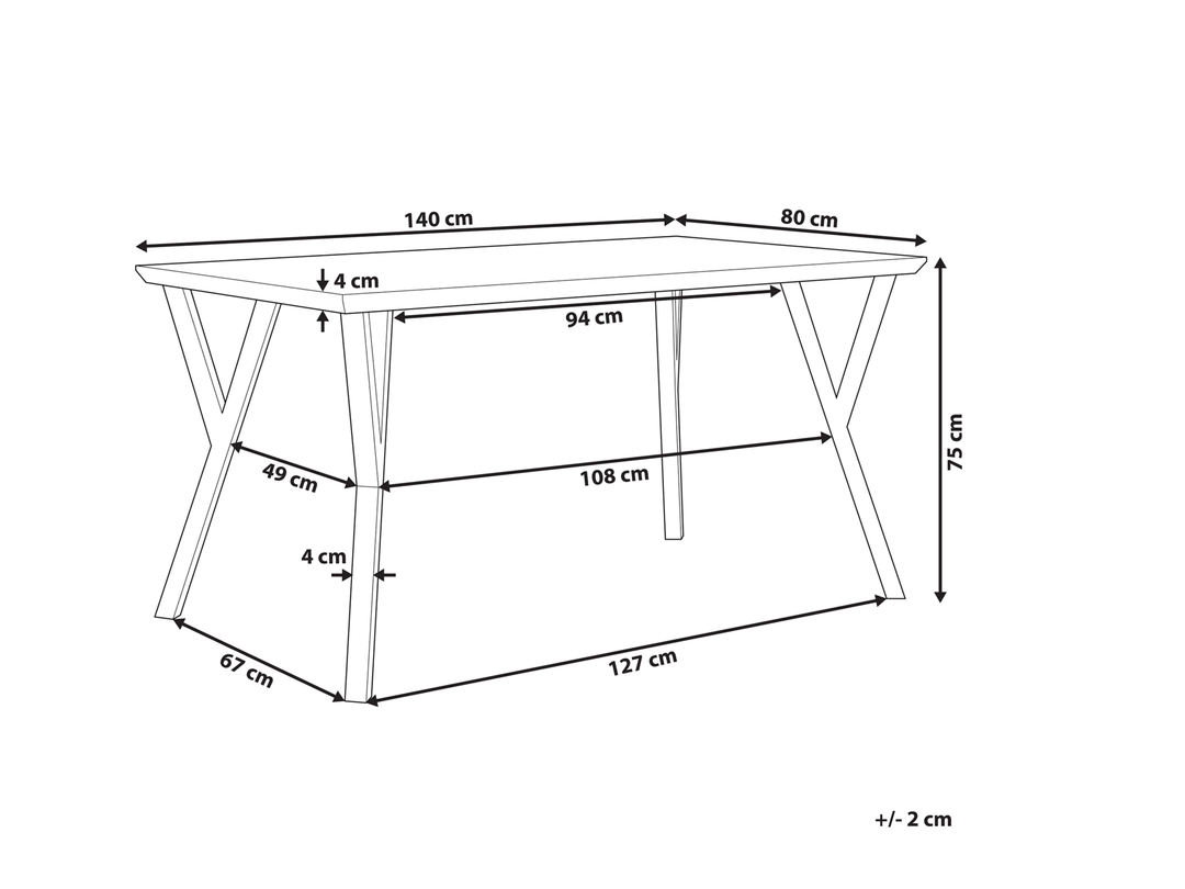 4 Seater Dining Table Dark Wood with Black Corova