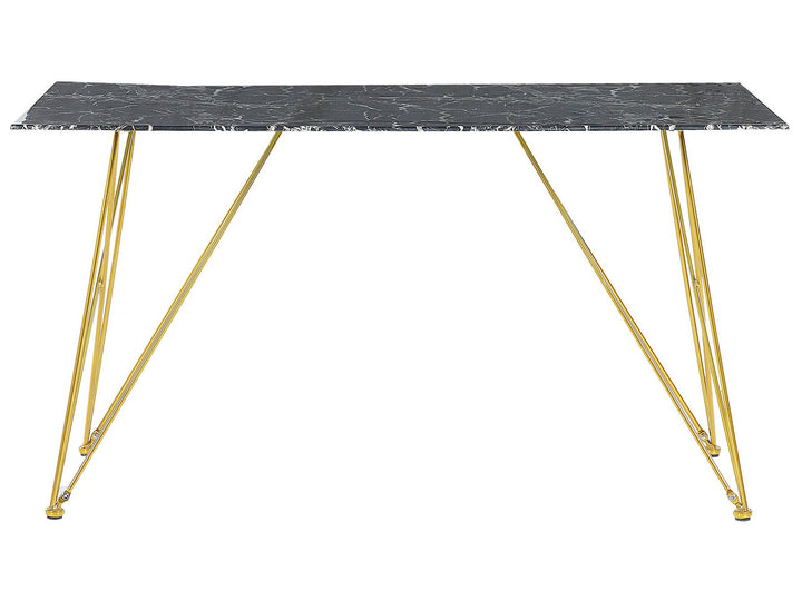 4 Seater Dining Table Marble Effect Black with Gold Celsina