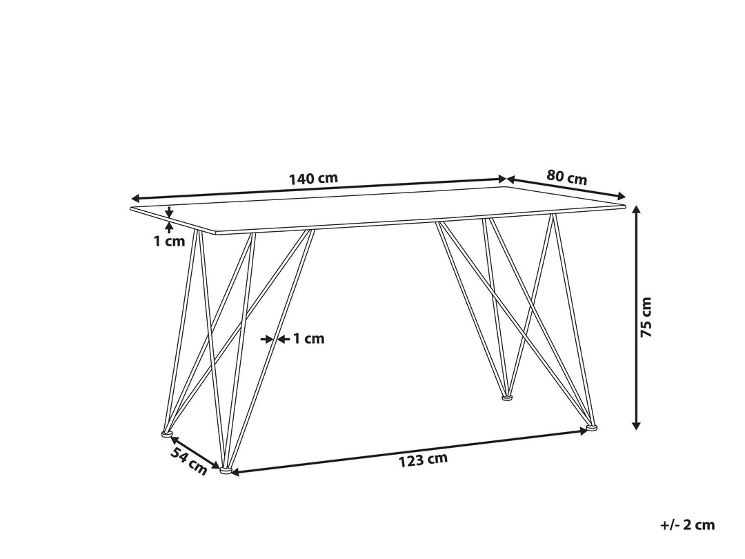 Dining Table 140 x 80 cm Marble Effect White with Gold Celsina