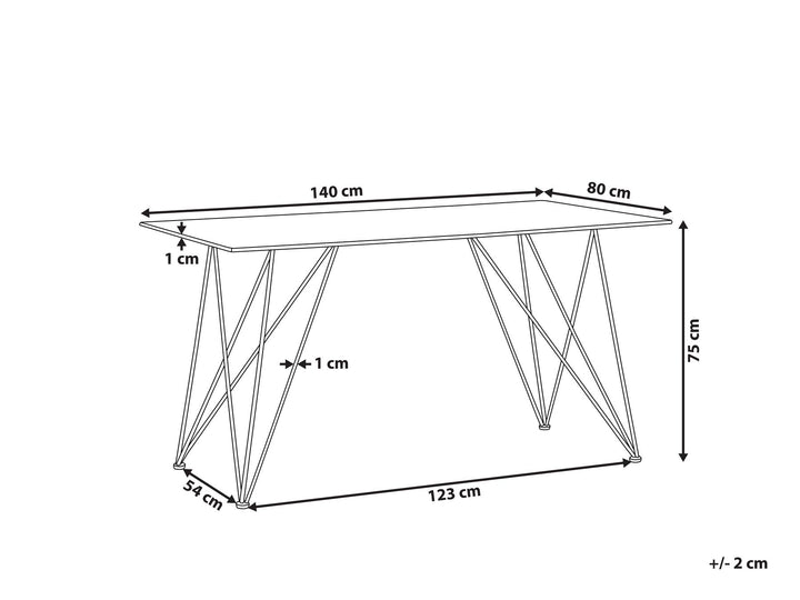 Dining Table 140 x 80 cm Marble Effect White with Gold Celsina