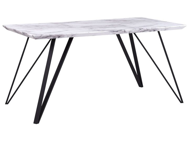 4 Seater Dining Table Marble Effect White with Black Masiv