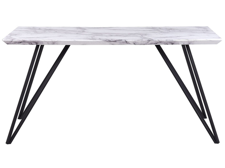 4 Seater Dining Table Marble Effect White with Black Masiv