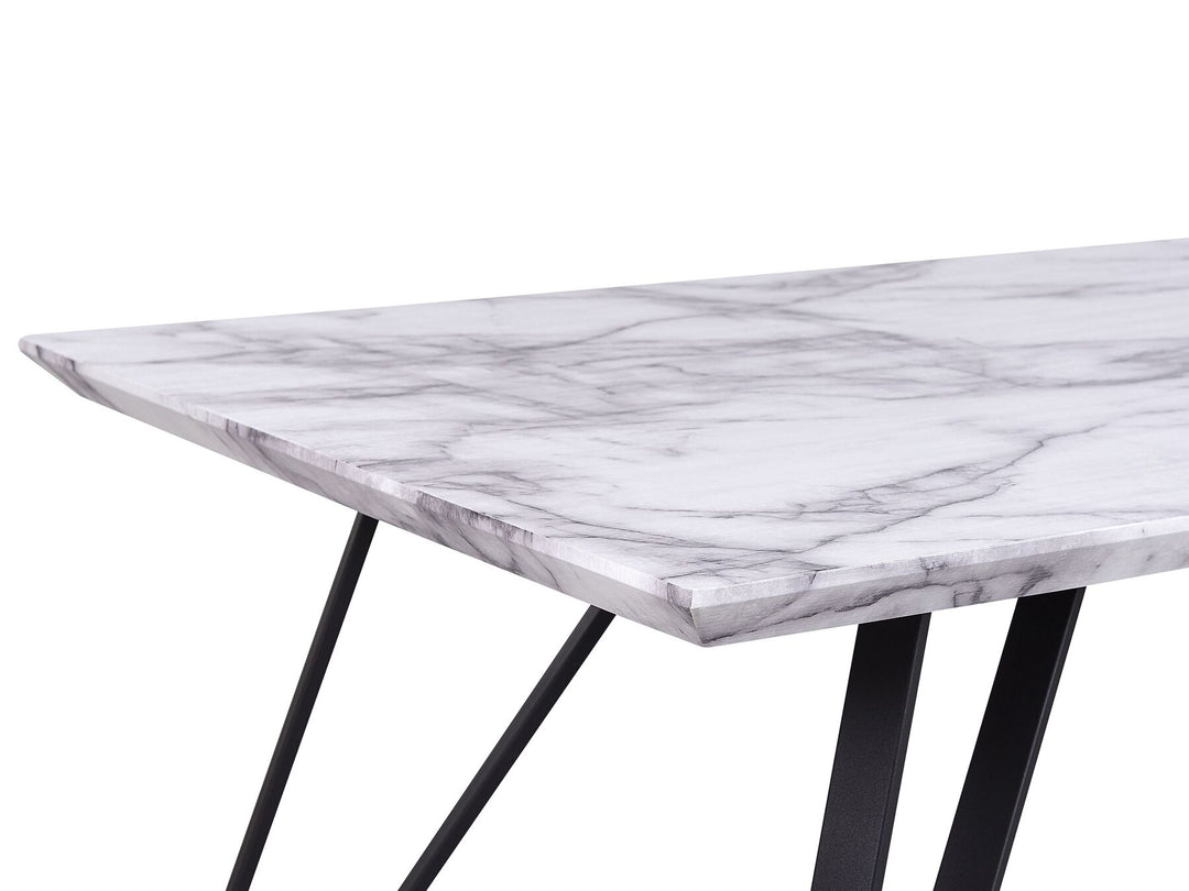 4 Seater Dining Table Marble Effect White with Black Masiv