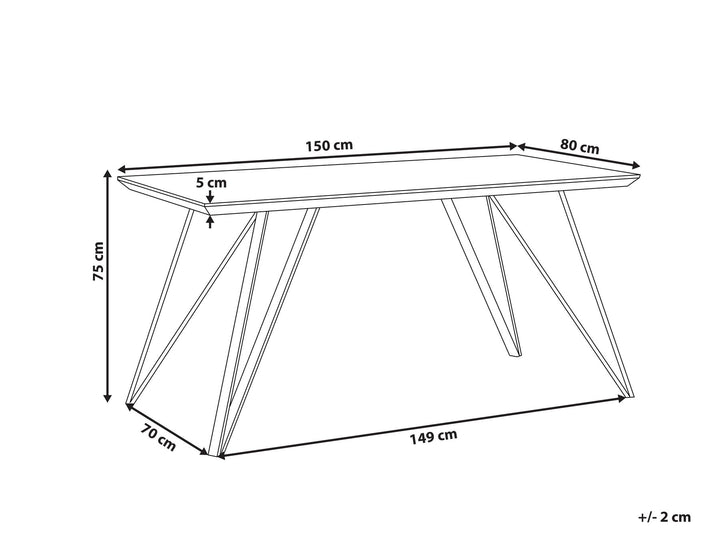 4 Seater Dining Table Marble Effect White with Black Masiv