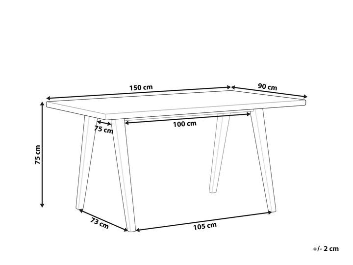 Dining Table 150 x 90 cm Light Wood and Black Ajani