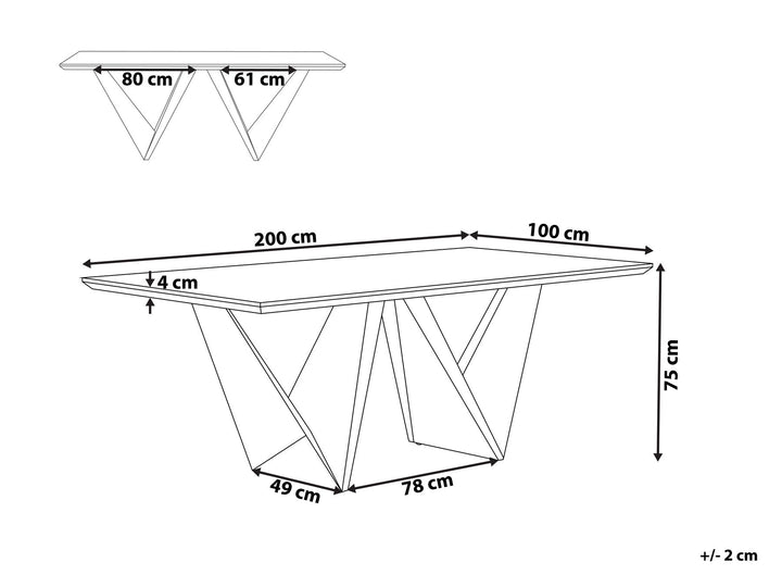 Dining Table 200 x 100 cm Dark Wood with Black Jaten