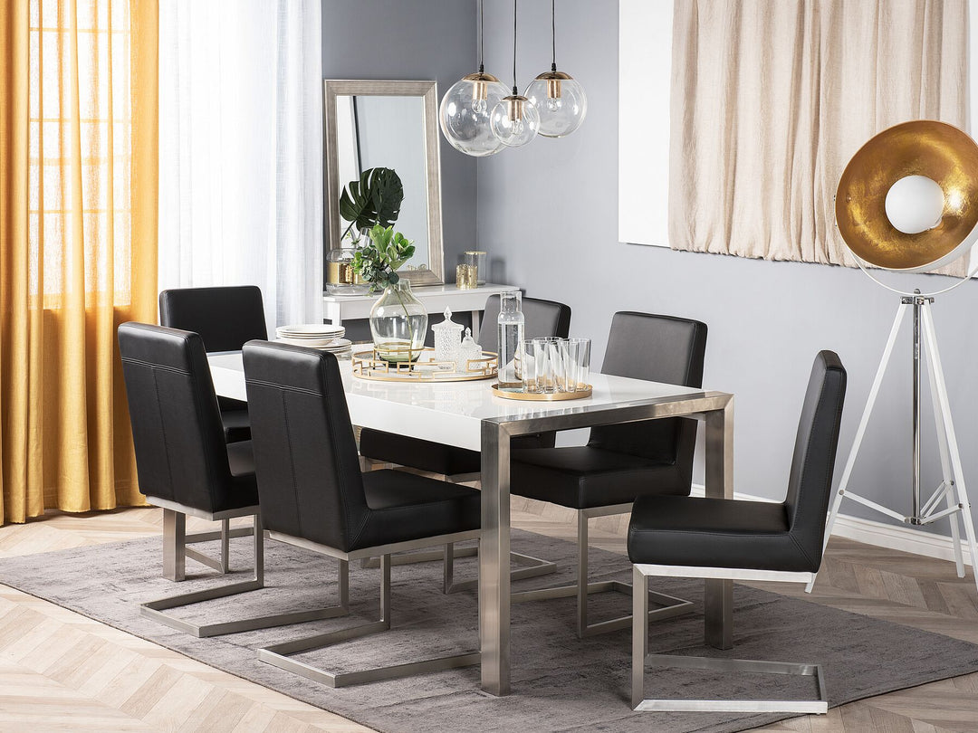 Dining Table 220 x 90 cm White with Grey Kerby