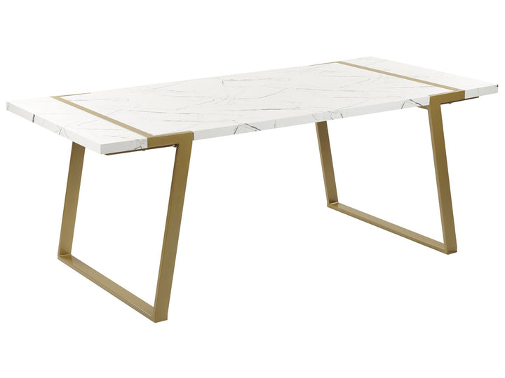 Dining Table 90 x 200 cm Marble Effect and Gold Funke