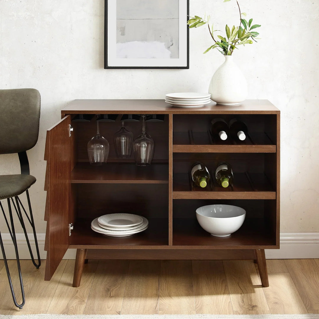 Louvered Door Bar Cabinet Dark Walnut Naven