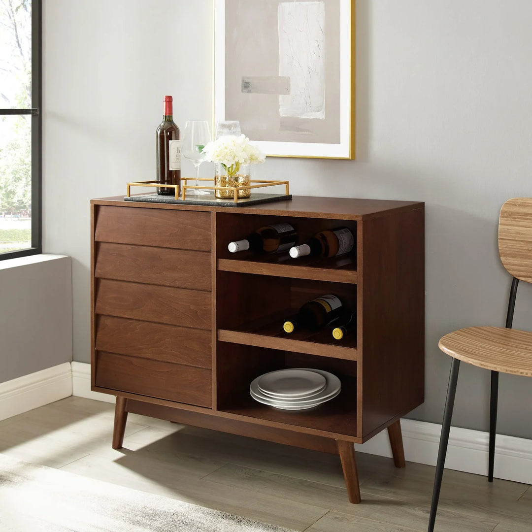 Louvered Door Bar Cabinet Dark Walnut Naven