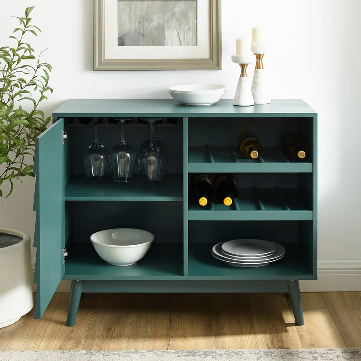 Louvered Door Bar Cabinet Dark Teal Jodie