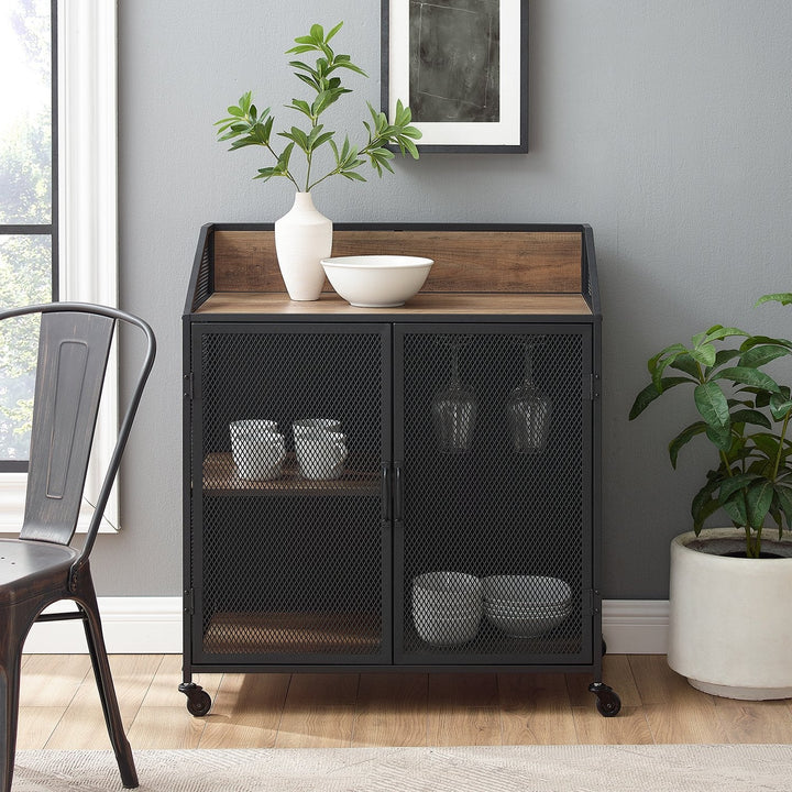 Industrial Bar Cabinet Rustic Oak Skyler