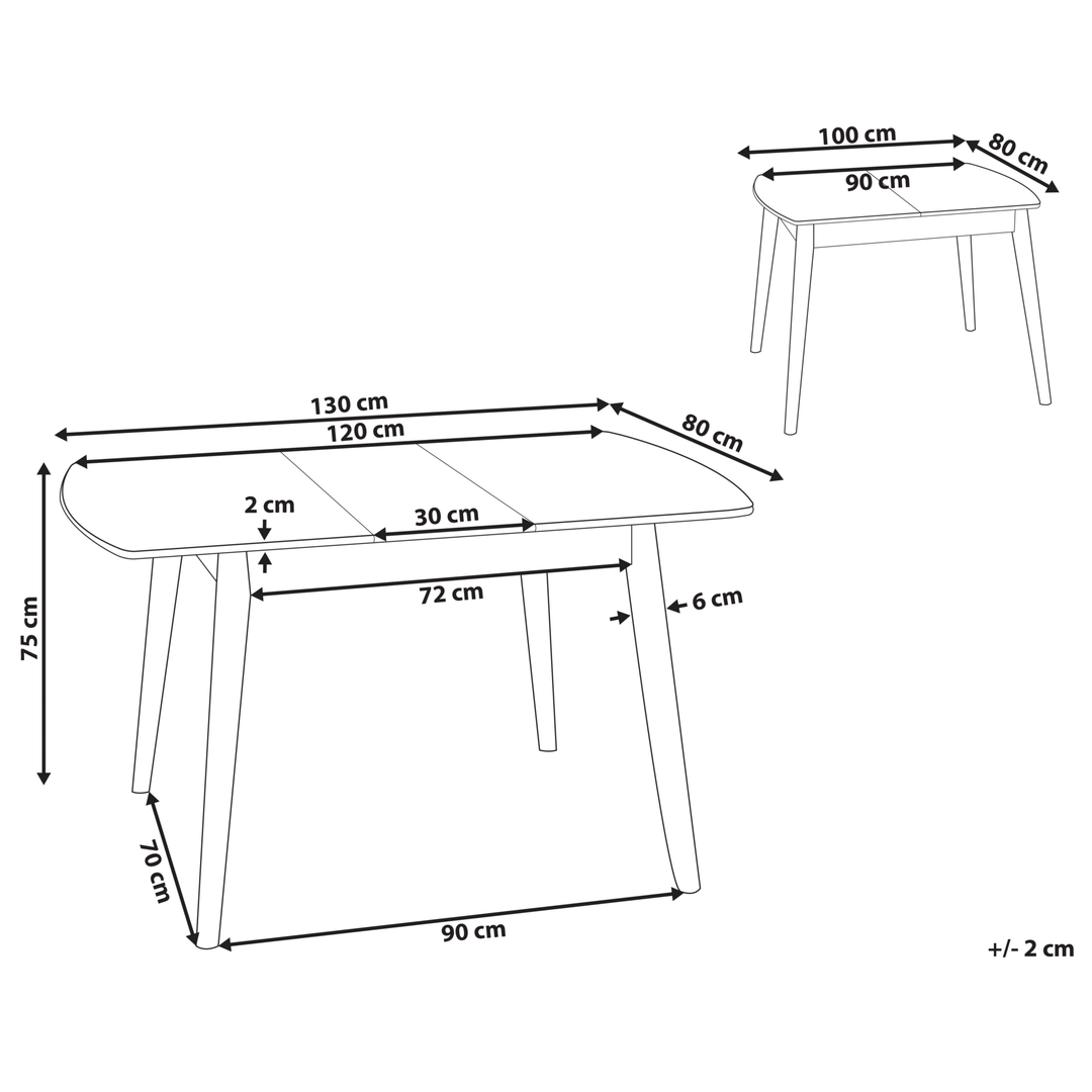 Extending Dining Table 100/130 x 80 cm Light Wood Easley