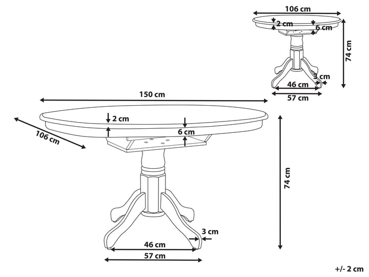 Extending Dining Table 106/150 x 106 cm White Akron