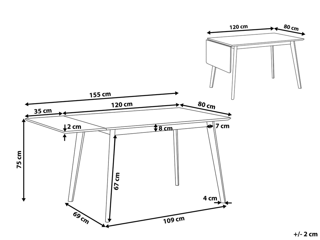 6 Seater  Extending Dining Table White Helme