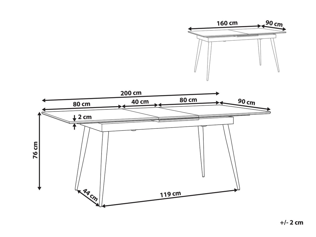 Extending Dining Table 160/200 x 90 cm Black Maldon