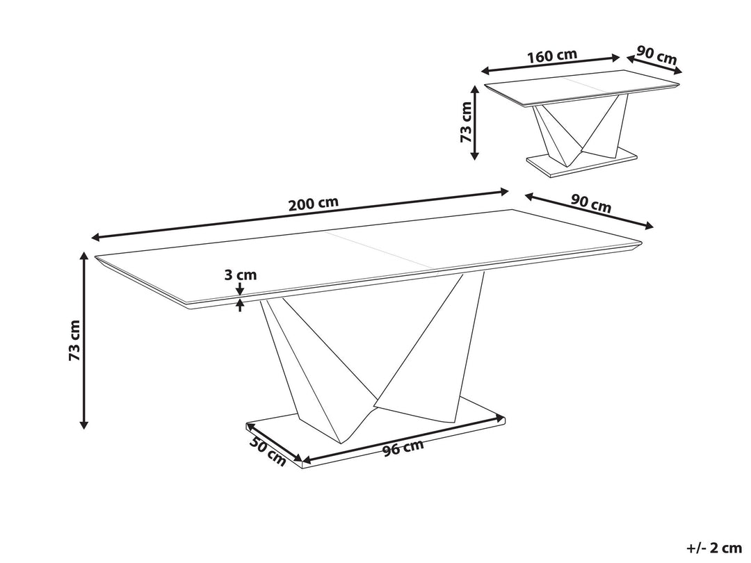 Extending Dining Table 160/200 x 90 cm Concrete Effect Alcantra