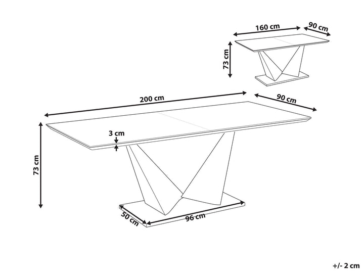 Extending Dining Table 160/200 x 90 cm Concrete Effect Alcantra