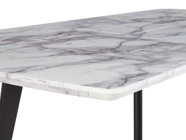 Extending Dining Table 160/200 x 90 cm Marble Effect with Black Mosby