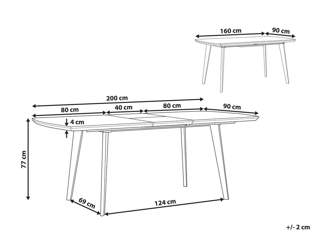 Extending Dining Table 160/200 x 90 cm Marble Effect with Black Mosby