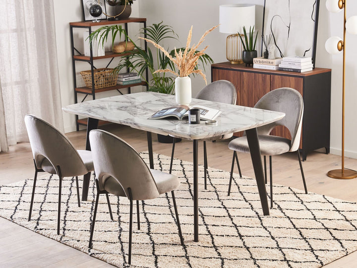 Extending Dining Table 160/200 x 90 cm Marble Effect with Black Mosby