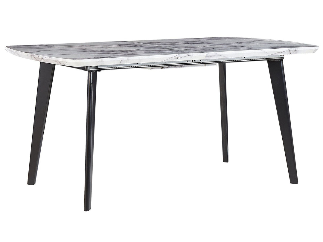 Extending Dining Table 160/200 x 90 cm Marble Effect with Black Mosby