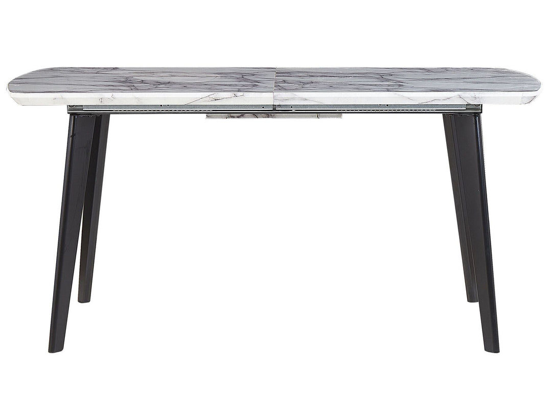 Extending Dining Table 160/200 x 90 cm Marble Effect with Black Mosby