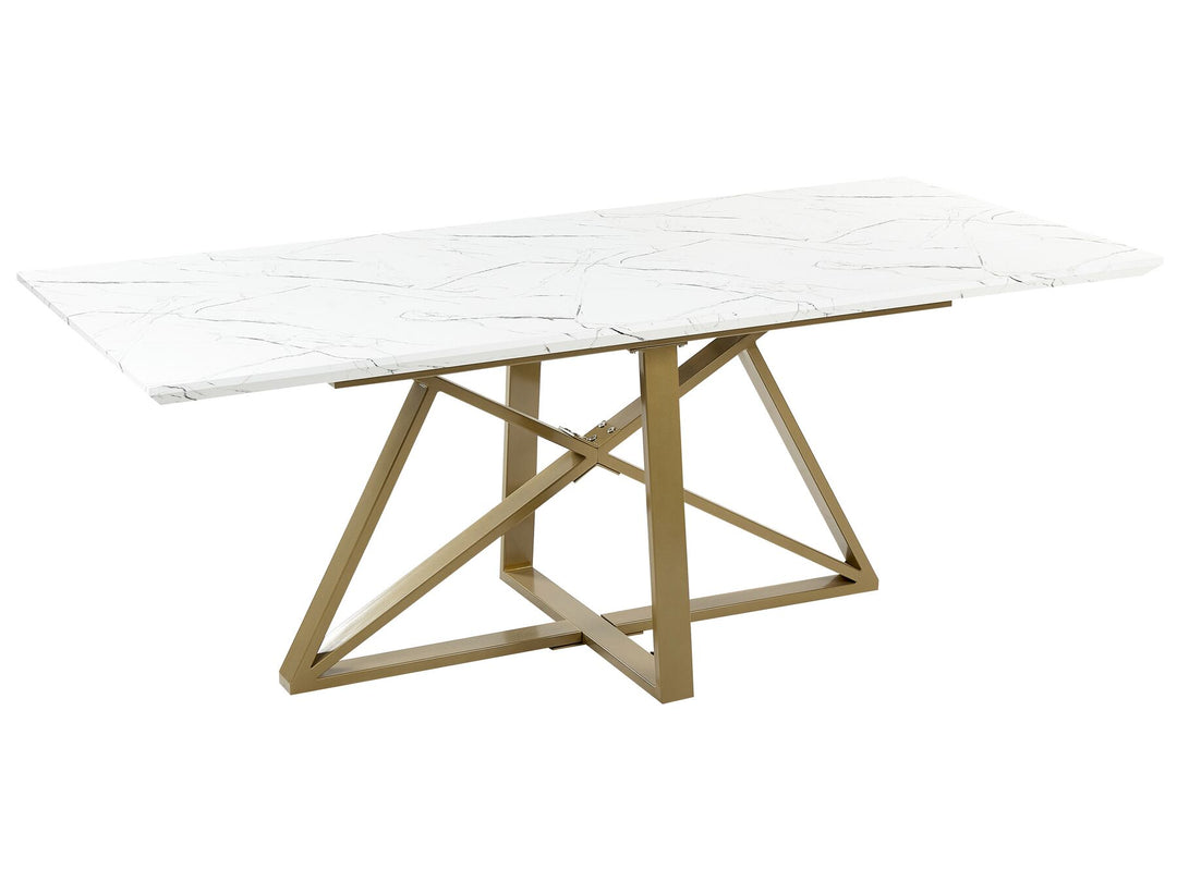 Extending Dining Table 160/200 x 90 cm Marble Effect with Gold Maximus