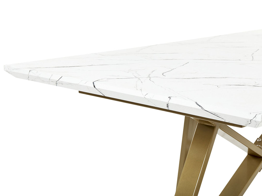 Extending Dining Table 160/200 x 90 cm Marble Effect with Gold Maximus