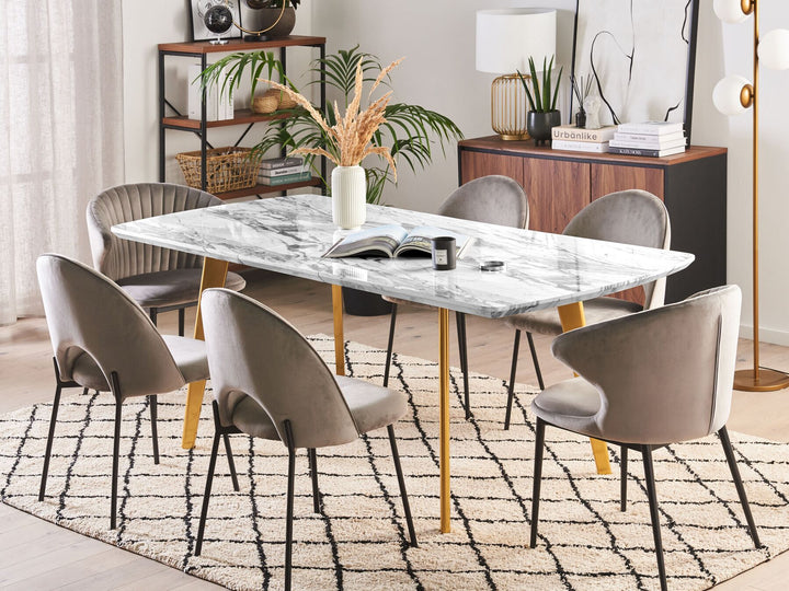 Extending Dining Table 160/200 x 90 cm Marble Effect with Gold Mosby