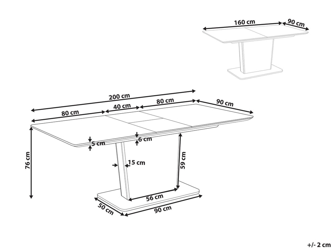 Extending Dining Table 160/200 x 90 cm White Sherlock