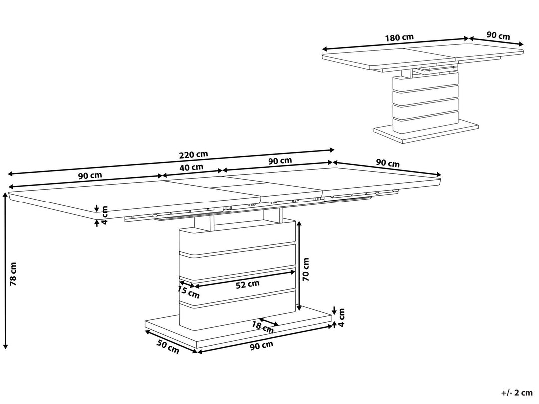 Extending Dining Table 180/220 x 90 cm White Hamler