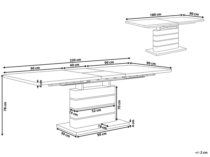 Extending Dining Table 180/220 x 90 cm White Hamler