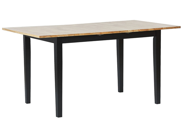 Extending Wooden Dining Table 120/150 x 80 cm Light Wood and Black Nero