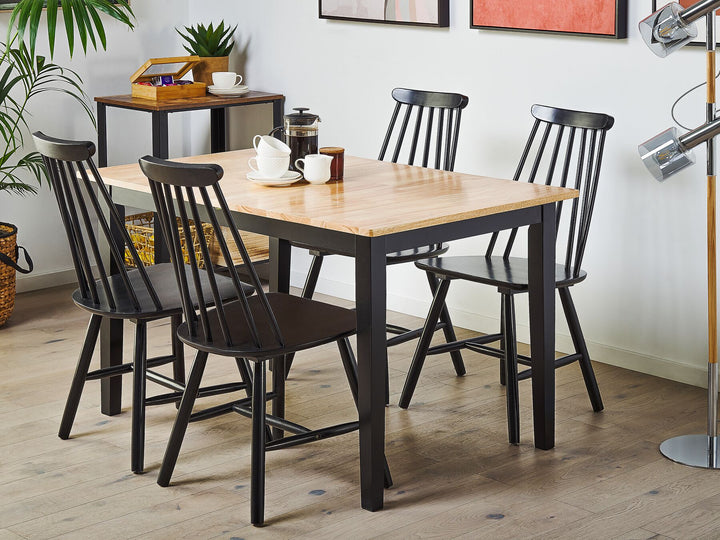 Extending Wooden Dining Table 120/150 x 80 cm Light Wood and Black Nero