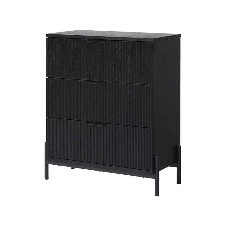 Modern Reeded Drawer Chest Black Ellani