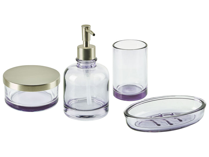 Glass 4-Piece Bathroom Accessories Set Violet Telma