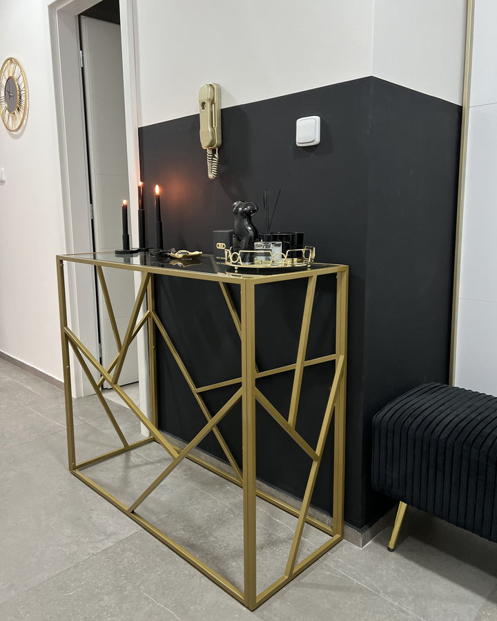 Glass Top Console Table Gold Orland