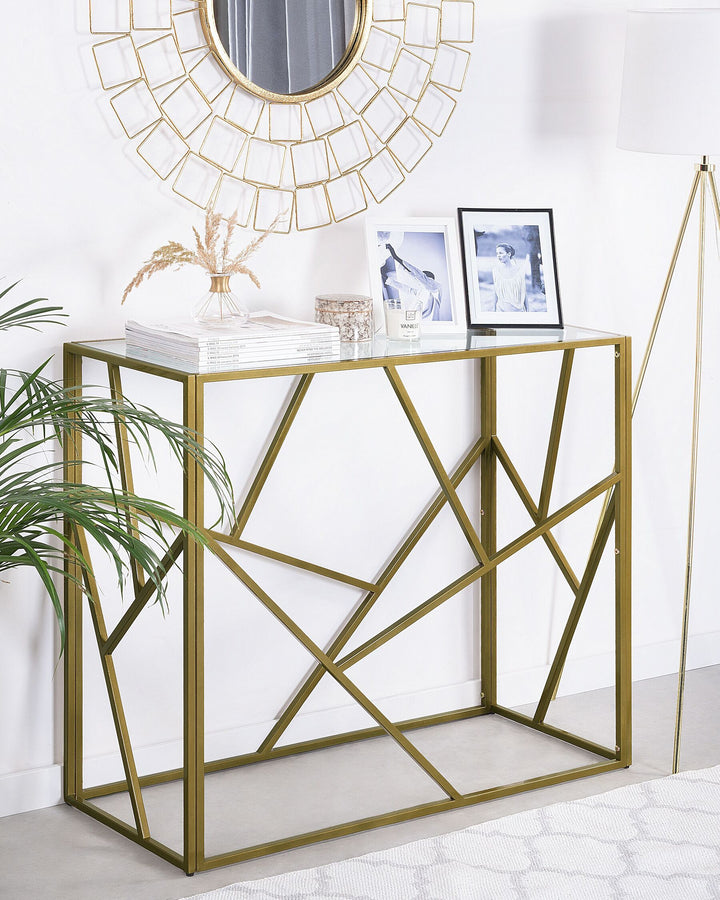 Glass Top Console Table Gold Orland