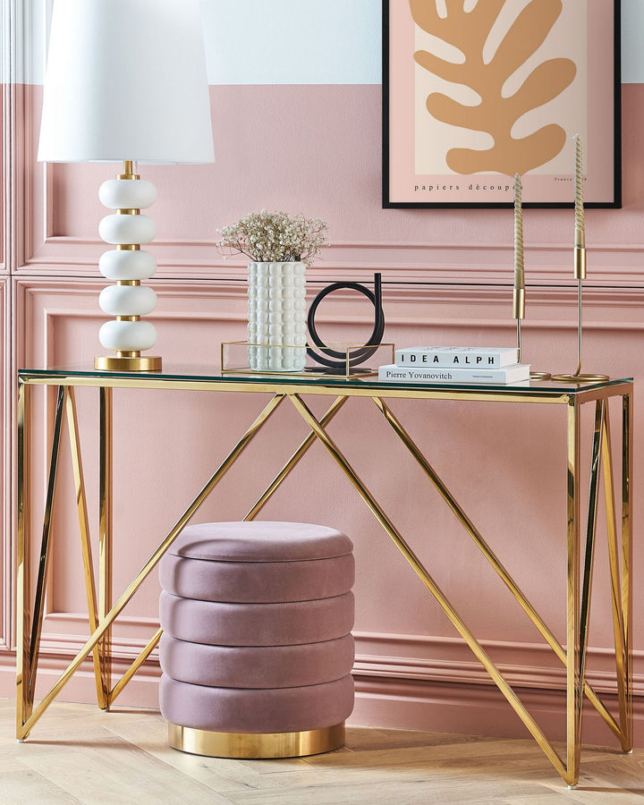 Glass Top Console Table Gold Weso