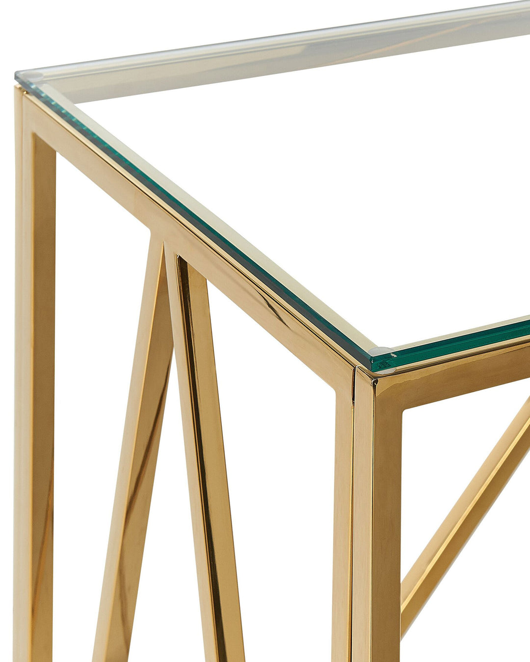 Glass Top Console Table Gold Weso