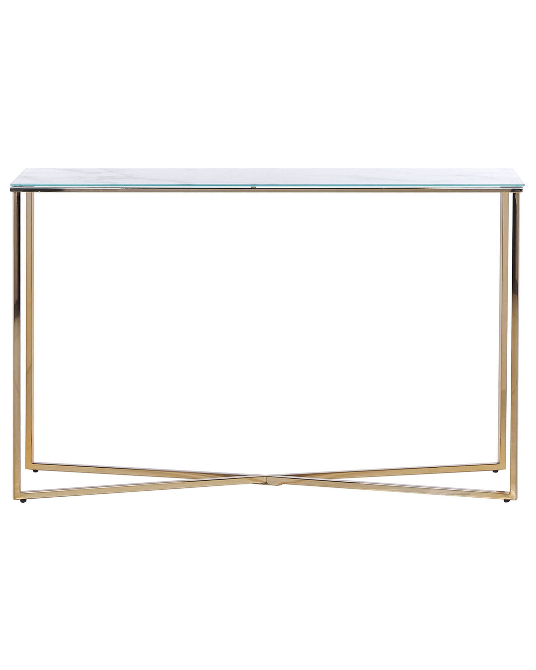 Glass Top Console Table Marble Effect White and Gold Royse