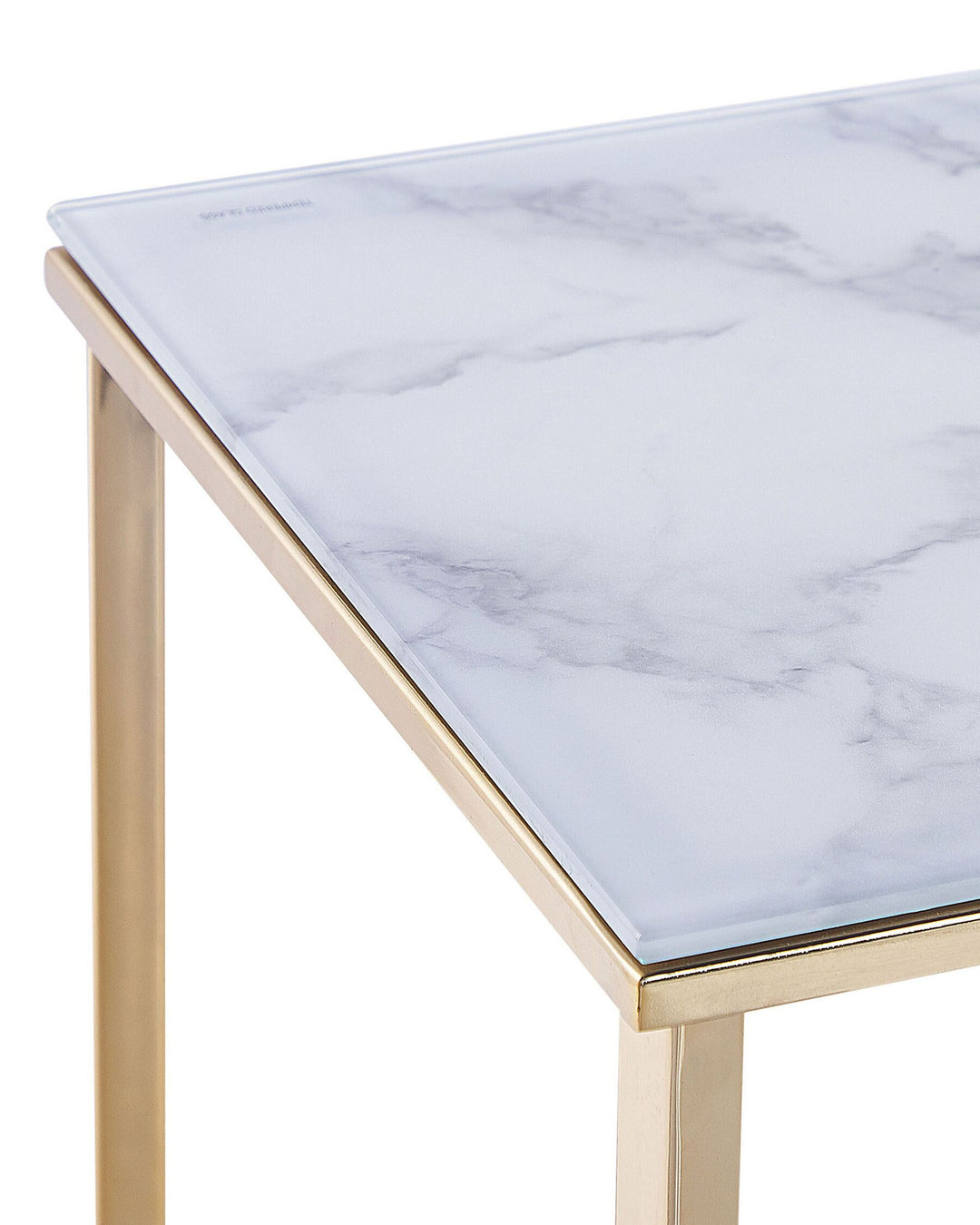 Glass Top Console Table Marble Effect White and Gold Royse