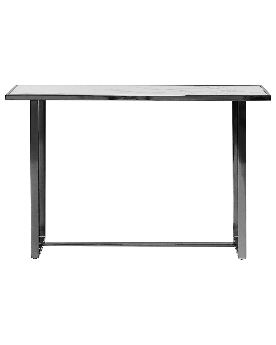 Glass Top Console Table Marble Effect White with Silver Plano