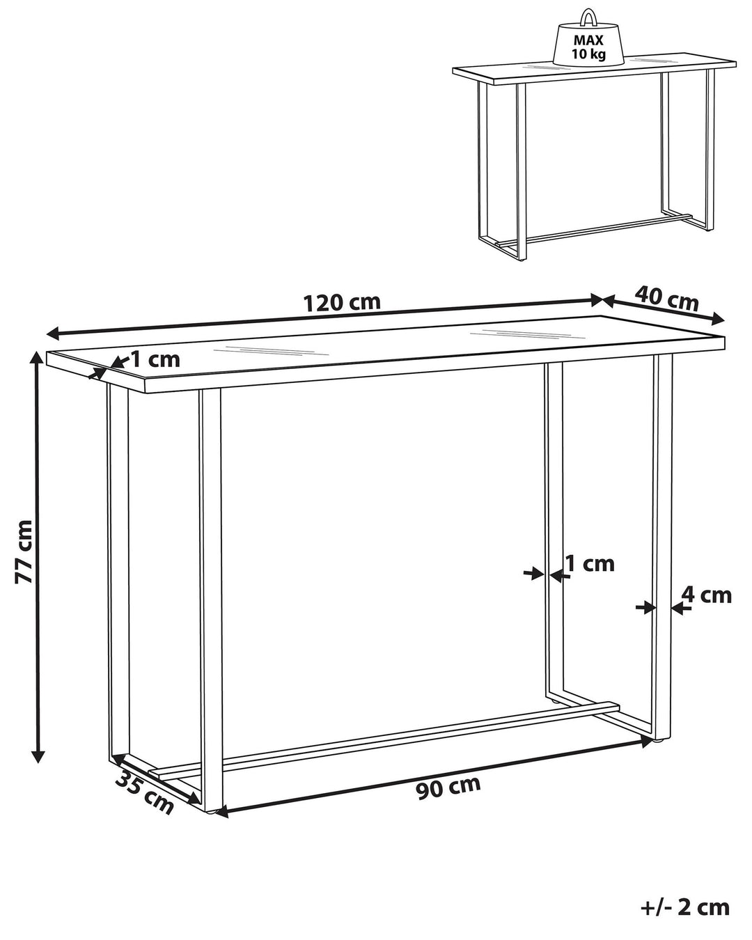 Glass Top Console Table Marble Effect White with Silver Plano