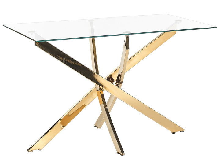 4 Seater Glass Top Dining Table Gold Tierra