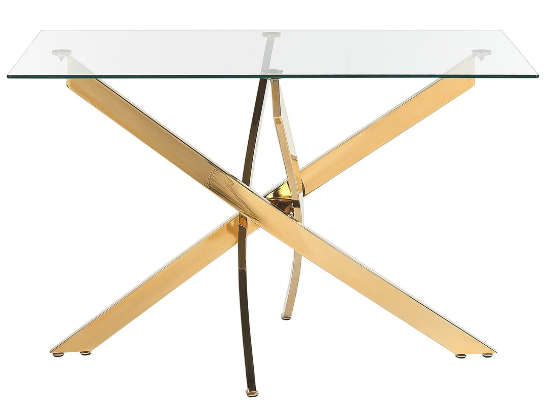 4 Seater Glass Top Dining Table Gold Tierra