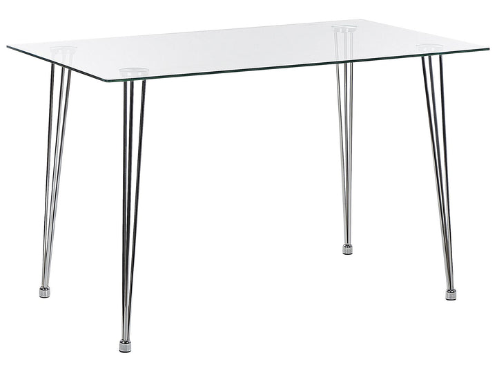 Glass Top Dining Table 120 x 70 cm Silver Feitoza